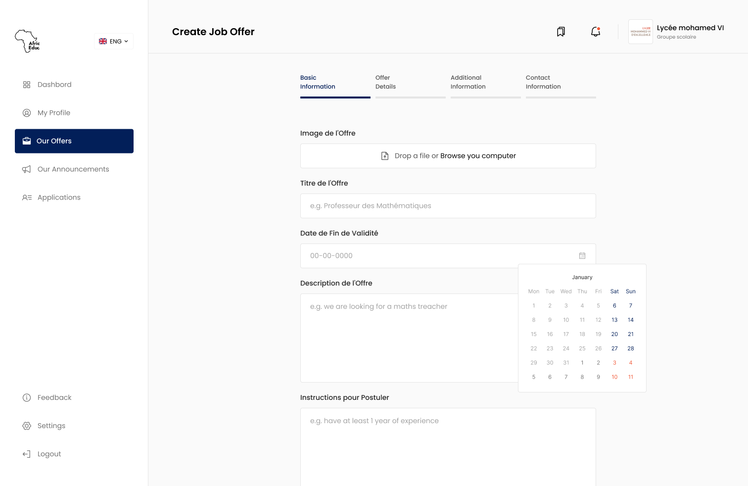 AfricEduc Mutching Platform — desktop 4