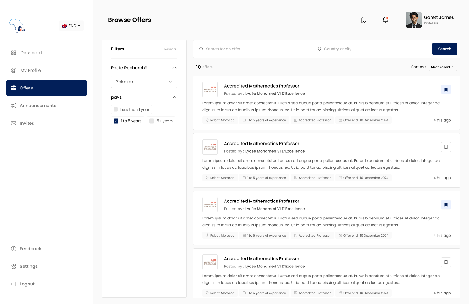 AfricEduc Mutching Platform — desktop 5